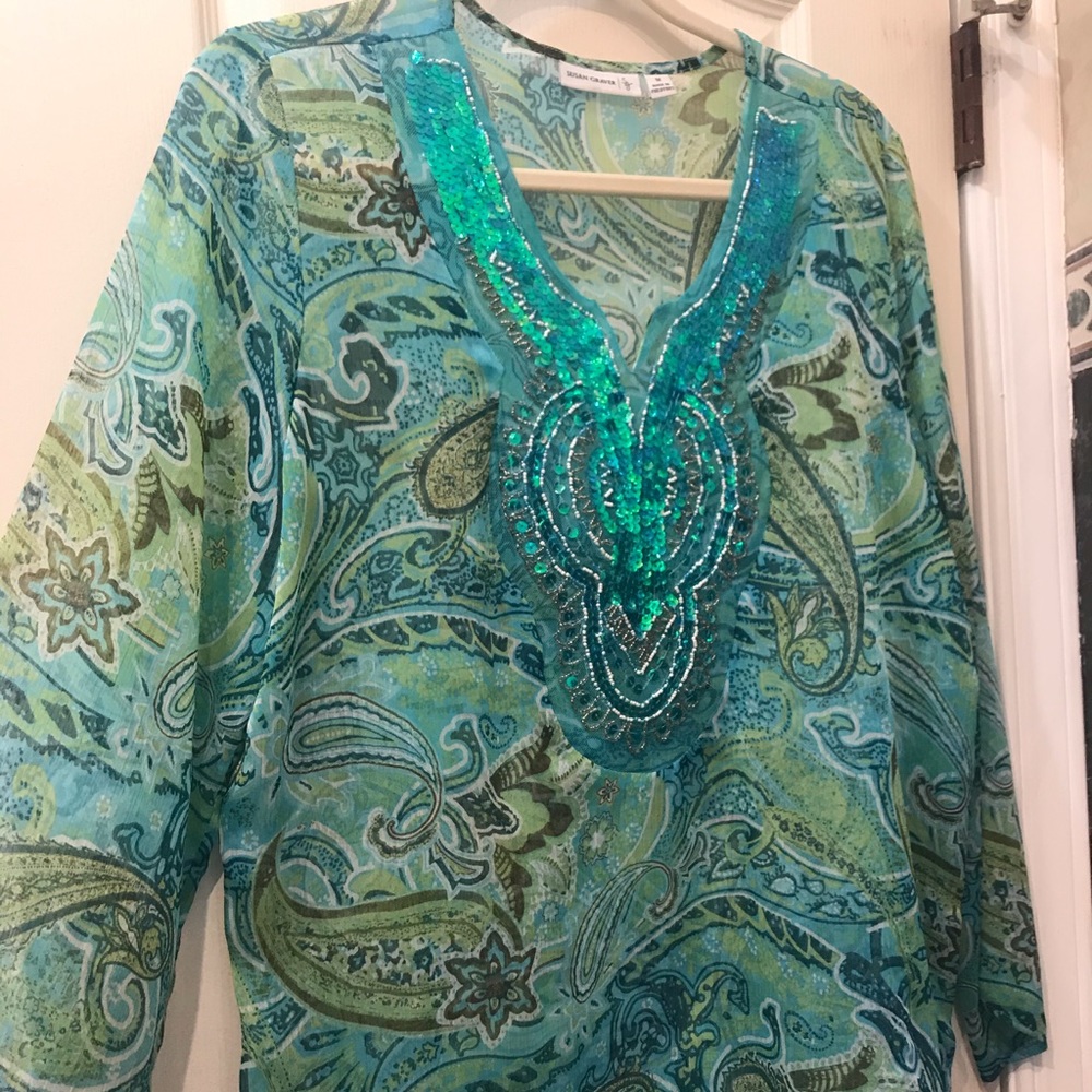 Shear see through blouse.
